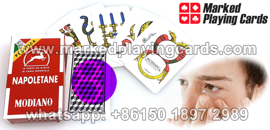Modaino napoletane marked cards can be seen by infrared perspective contact lenses